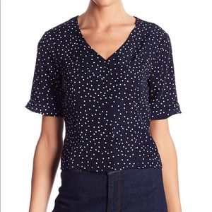Elodie V-Neck Polkadot Button Down Shirt